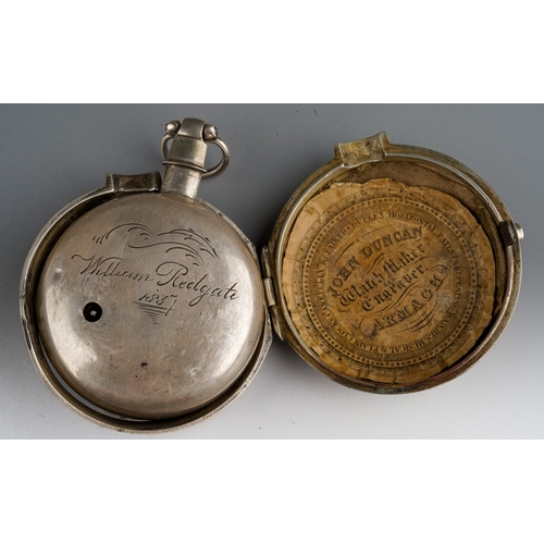 790 - A 19th century hallmarked silver open faced key wind pair cased pocket watch by Richard Herring of N... 