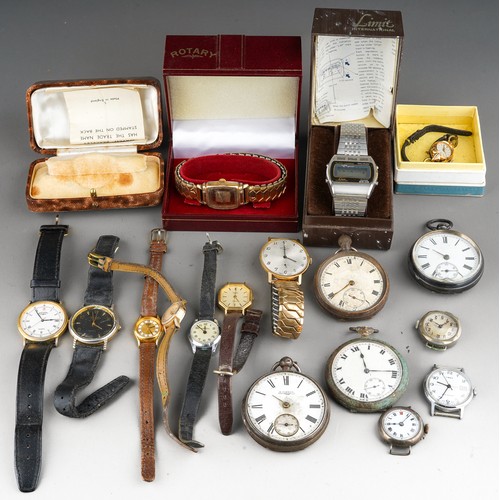 791 - A collection of various wrist and pocket watches, makers including Rotary, Elgin, M Joseph, mainly w... 