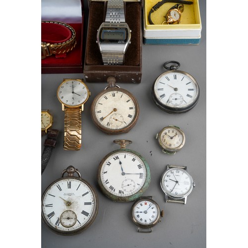 791 - A collection of various wrist and pocket watches, makers including Rotary, Elgin, M Joseph, mainly w... 