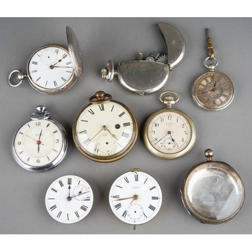 797 - Collection of pocket watches to include 3 silver cased ones, movements, together with Orlik, Vienna ... 