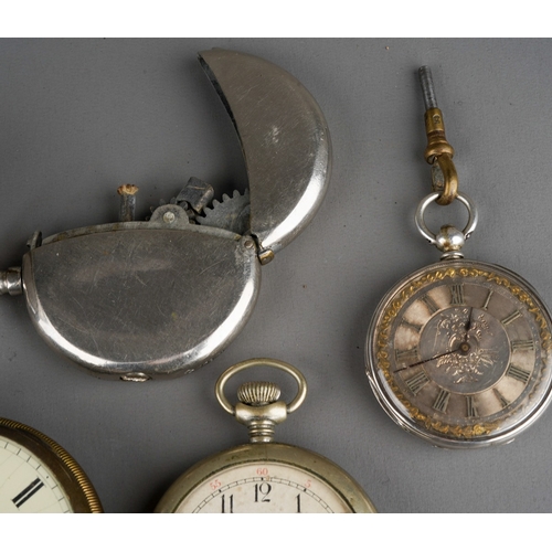 797 - Collection of pocket watches to include 3 silver cased ones, movements, together with Orlik, Vienna ... 