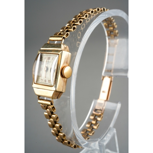 799 - Ladies 9ct watch with a 9ct gold strap in original box, gross weight 13.4g