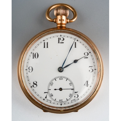 801 - 9 ct Gold Fob Watch in original box - Jeweller F. Schrieber, Lymington, gross weight 89.6g