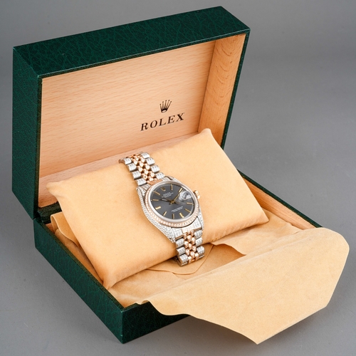 802 - A Vintage Rolex oyster perpetual date-just, in yellow and white metal, the watch has been after-set ... 