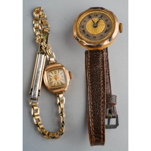 803 - 2 ladies 9 ct gold wristwatches, gross weight approx 21g