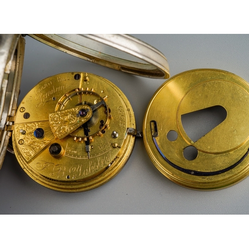 808 - Three silver cased open faced key wind pocket watches, enamel dials with Roman numerals, one stamped... 