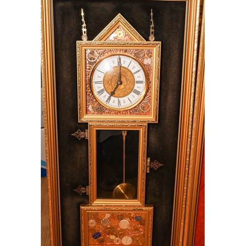 883 - Two various Modern Lintern & Foster wall clocks, on gilt mounts, battery operated, approx 79 x 38cm ... 