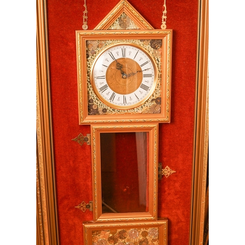 883 - Two various Modern Lintern & Foster wall clocks, on gilt mounts, battery operated, approx 79 x 38cm ... 