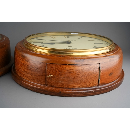 887 - Two Victorian style circular walnut cased wall clocks, Yonge & Son Strand London and Smiths Enfield ... 