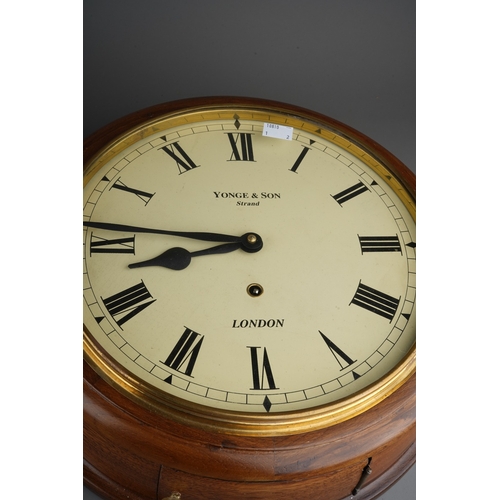 887 - Two Victorian style circular walnut cased wall clocks, Yonge & Son Strand London and Smiths Enfield ... 