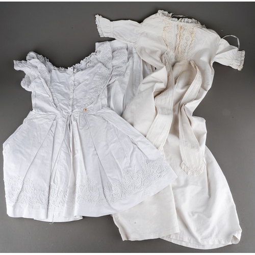 890 - A box containing a collection of vintage childrens costume, mainly cotton and lace, some broiderie a... 