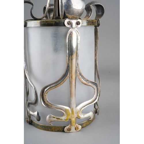 896 - An early 20th century Art Nouveau nickel plated Osler style lantern light, the cylindrical frame of ... 