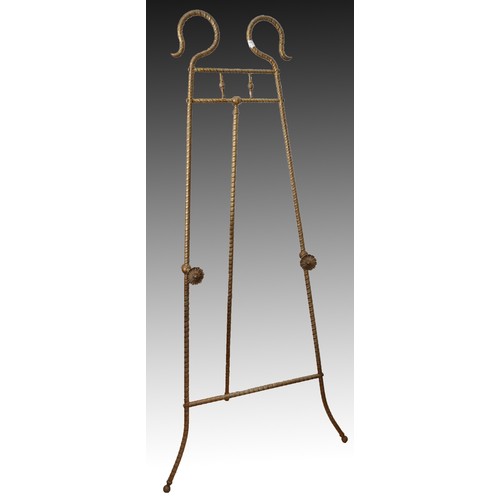 948 - Large floor standing French gilt metal easel, approx. height 154 cm