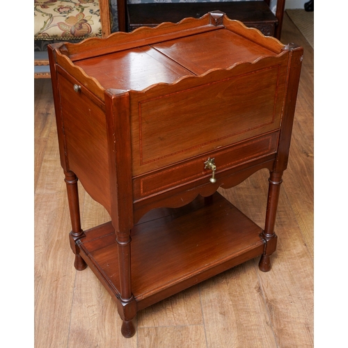 953 - A Victorian style mahogany chamber pot cabinet, the top  with sliding sections opening to reveal cup... 