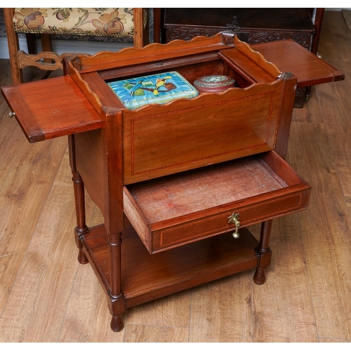 953 - A Victorian style mahogany chamber pot cabinet, the top  with sliding sections opening to reveal cup... 