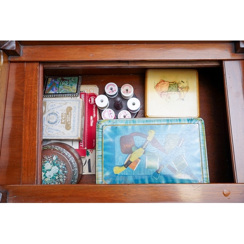 953 - A Victorian style mahogany chamber pot cabinet, the top  with sliding sections opening to reveal cup... 