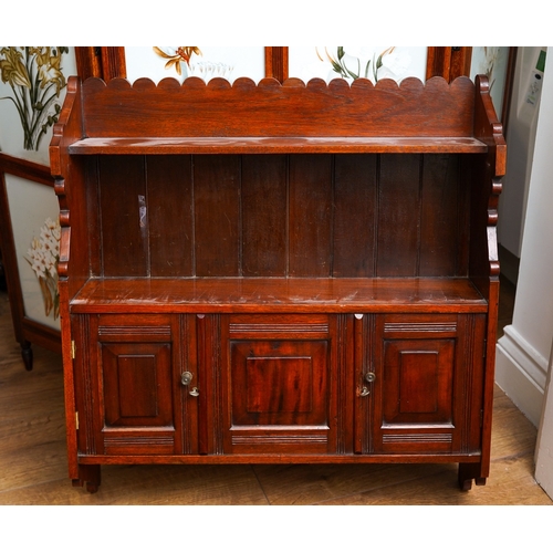 954 - Two Edwardian style mahogany wall cabinets \ shelves, the biggest 65 wide x 61cm high (3)