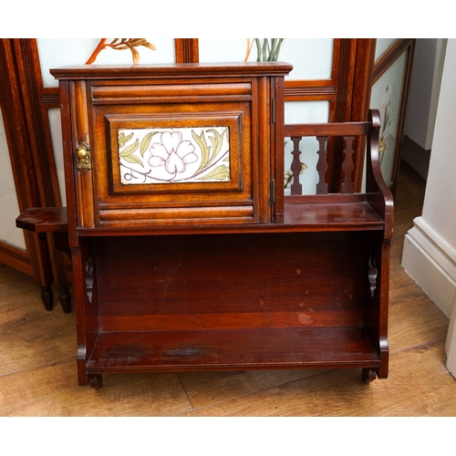 954 - Two Edwardian style mahogany wall cabinets \ shelves, the biggest 65 wide x 61cm high (3)