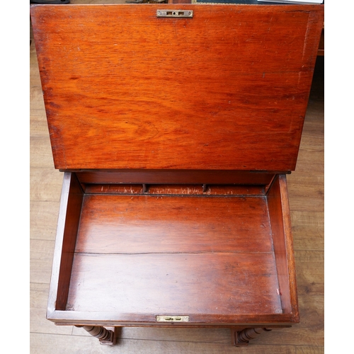 955 - An early 20th Century mahogany Davenport desk, fitted top section above leather slope front, each si... 