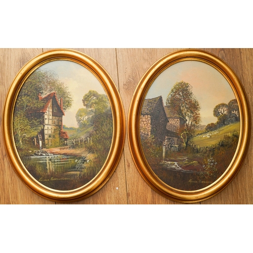 978 - Ronald Horsewell (British, 20th Century)
The Mill House
a pair, oil on canvas, oval, approx 34cm lon... 