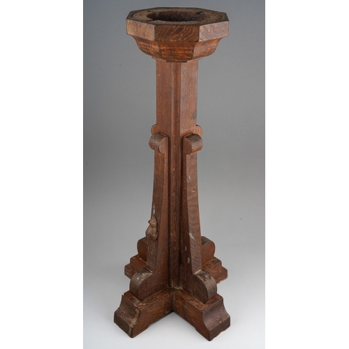 1030 - Floor standing Mouseman ash tray 62cm high base at widest point is 28cm