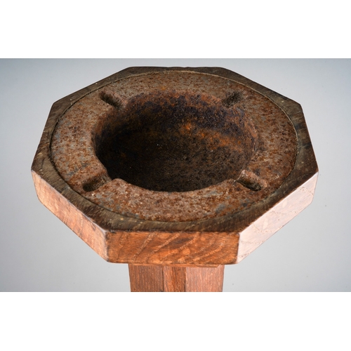 1030 - Floor standing Mouseman ash tray 62cm high base at widest point is 28cm