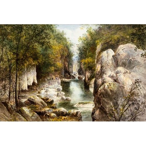 80 - A 19th Century British porcelain plaque painted with a titled view of 'Fairy Glen, Betws-Y-Coed, Nor... 