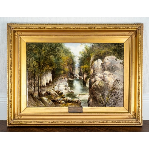 80 - A 19th Century British porcelain plaque painted with a titled view of 'Fairy Glen, Betws-Y-Coed, Nor... 