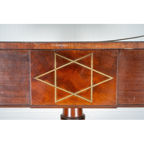 81 - A 19th Century mahogany and brass inlaid Pembroke table, fitted with a single end drawer, on a balus... 