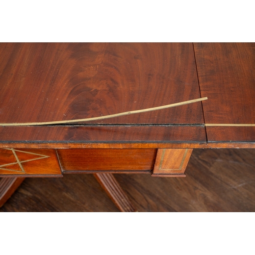 81 - A 19th Century mahogany and brass inlaid Pembroke table, fitted with a single end drawer, on a balus... 