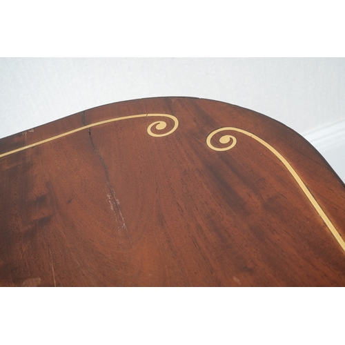 81 - A 19th Century mahogany and brass inlaid Pembroke table, fitted with a single end drawer, on a balus... 