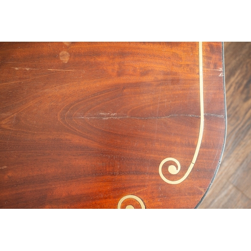 81 - A 19th Century mahogany and brass inlaid Pembroke table, fitted with a single end drawer, on a balus... 