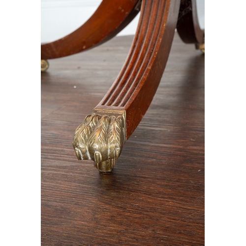 81 - A 19th Century mahogany and brass inlaid Pembroke table, fitted with a single end drawer, on a balus... 