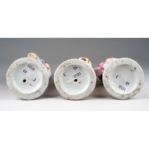 127 - Three 19th Century hard paste Russian porcelain figures of Oriental males, two the same model with v... 