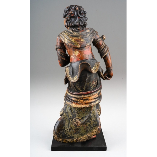 134 - A 17th Japanese Edo period (1603 - 1868) polychrome carved wood figure of Seitaka Doji, painted in p... 
