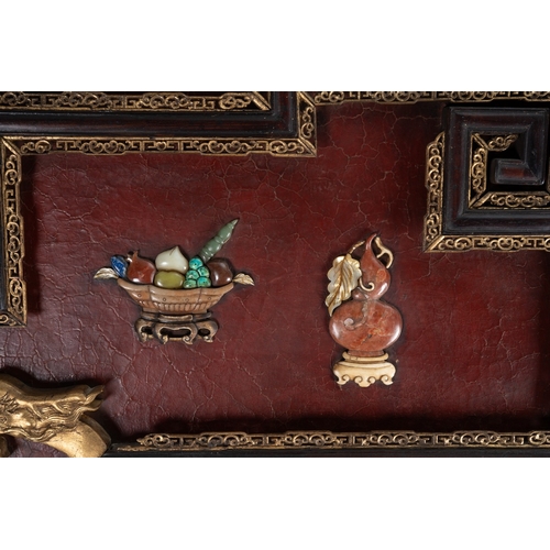 142 - A pair of 20th century Chinese floorstanding screens on separate stands, each decorated in the form ... 