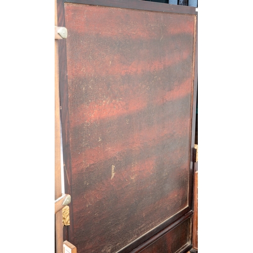 142 - A pair of 20th century Chinese floorstanding screens on separate stands, each decorated in the form ... 