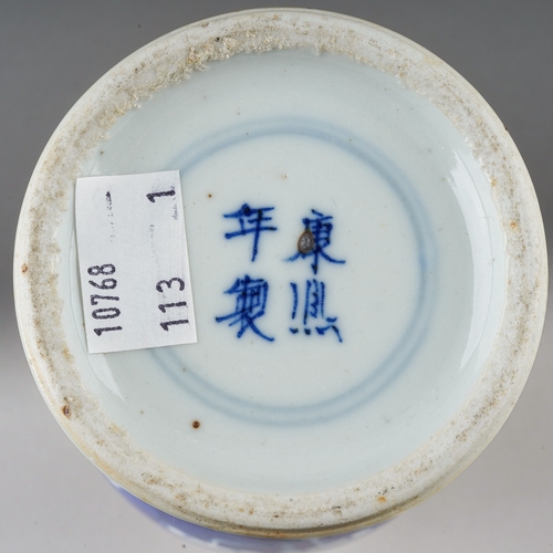 172 - A 19th century Chinese porcelain baluster vase decorated with pruus blossom, four character mark to ... 