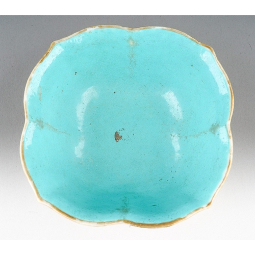 185 - A 19th century Chinese Famille Verte lobed bowl, turquoise interior, enamelled with cranes above wat... 