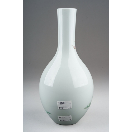 187 - A 20th century Chinese porcelain Famille Rose baluster vase, decorated with a lady, child and deer i... 