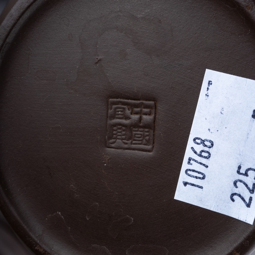 242 - A collection of five modern Chinese stoneware tea pots, all with lids, various shapes and designs, o... 