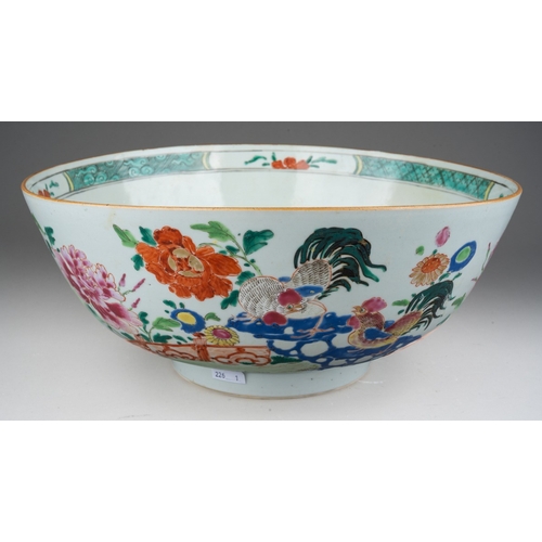 243 - An early 18th century Chinese porcelain punch bowl circa 1720, the interior polychrome enamelled wit... 