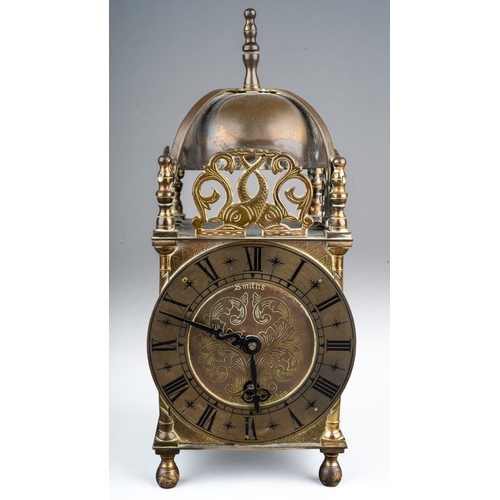 269 - A second half 20th century Smiths brass lantern style clock, Roman numerals, height 24.5cm, comes wi... 