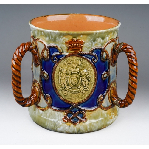 294 - A Royal Doulton stoneware tyg commemorating Lord Nelson, impressed and incised marks, a.f., height 1... 