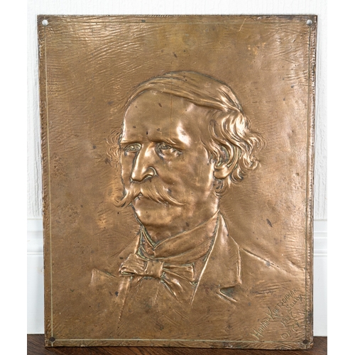 314 - A bronze portrait plaque of a gentleman in a bow tie after 