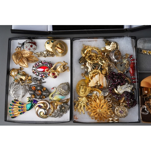 325 - Large collection of costume jewellery to include brooches, boxed silver necklace, Christine Savage n... 