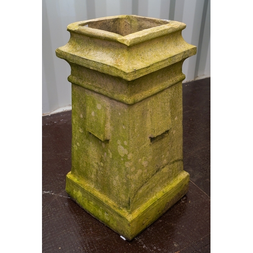 469 - A chimney pot of tapered square form, vents to each side, height 66cm