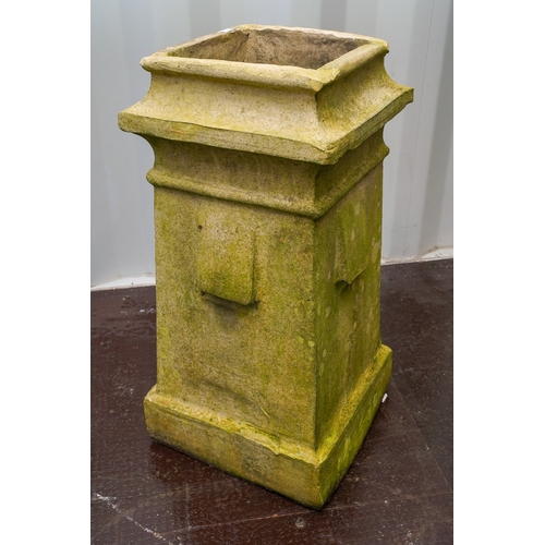 469 - A chimney pot of tapered square form, vents to each side, height 66cm