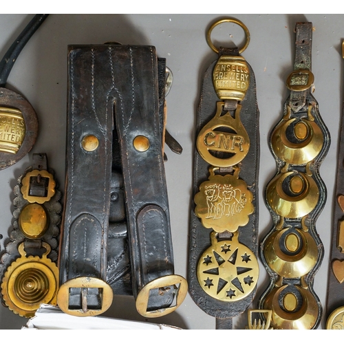 479 - Collection of horse brasses including Ansells Brewery Company Ltd ones, horses  martingales etc. (1 ... 