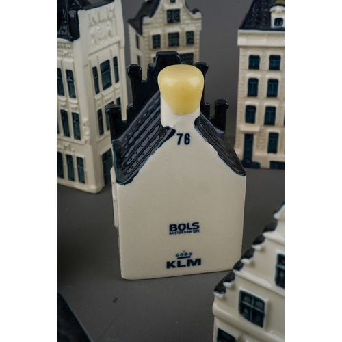 502 - A collection of KLM Blue Delft's houses, Bols Amsterdam 1575 to include the numbers 70, 71(x2), 72, ... 